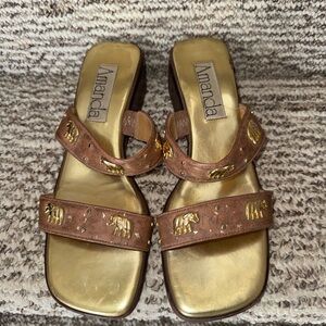 Amanda Brown and Gold Elephant Sandals